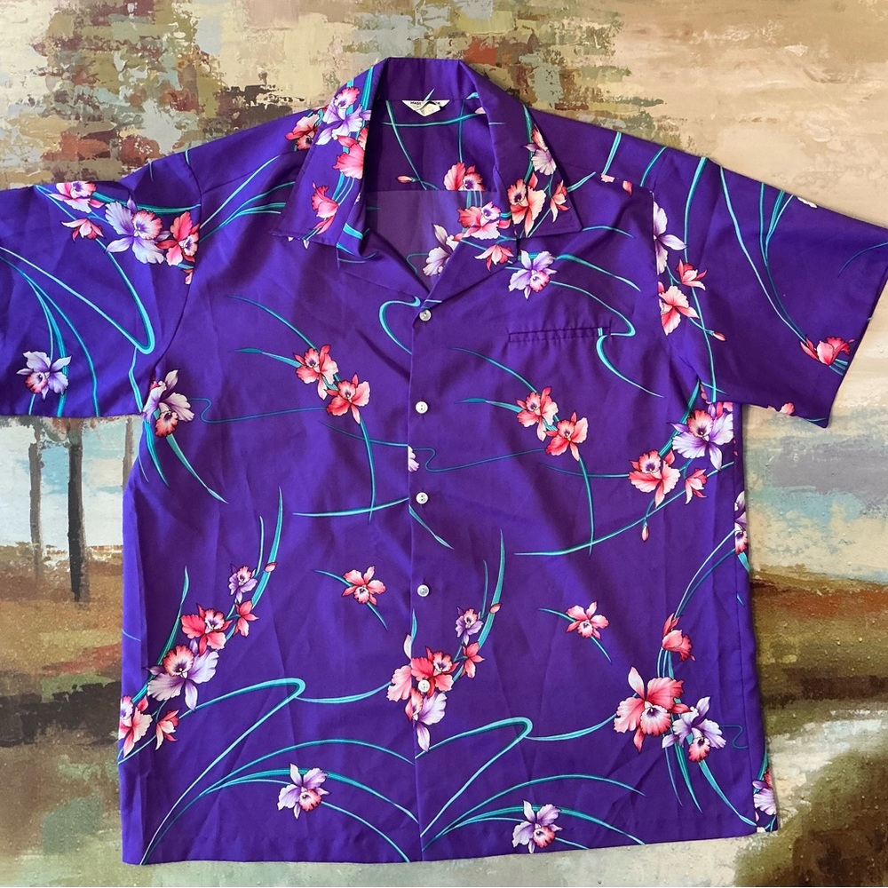 HAWAII - Vintage Men’s Tropical Shirt Purple NWOT